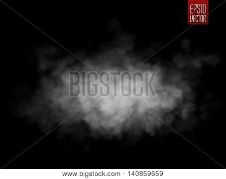 Fog or smoke isolated transparent special effect. White vector cloudiness, mist or smog background. Magic template. Vector illustration