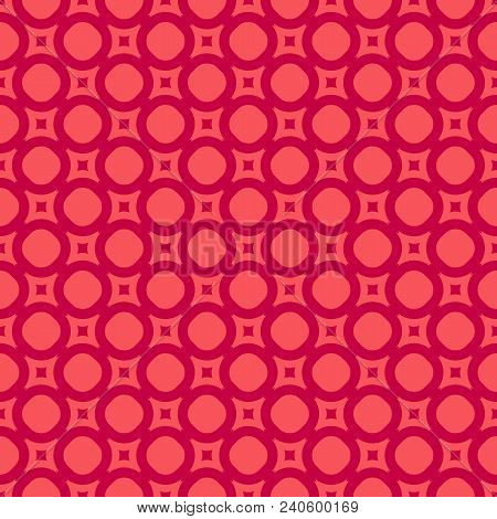 Elegant Red Seamless Pattern. Abstract Geometric Background With Simple Figures, Circles And Squares