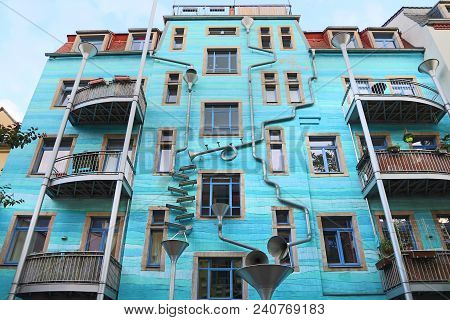 Dresden, Germany - May 10, 2018: Kunsthof Passage In Neustadt District Of Dresden. Kunsthofpassage I