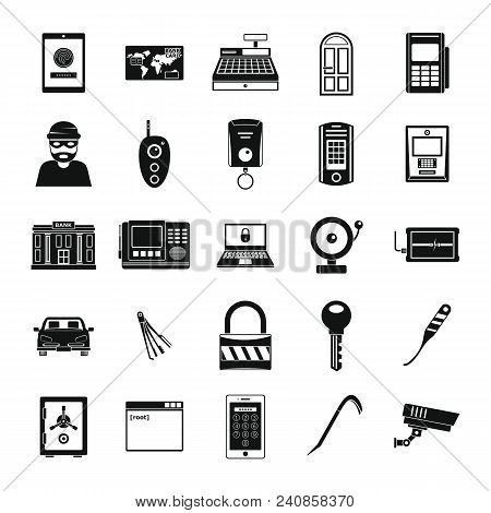 Burglar Robber Mugger Plunderer Icons Set. Simple Illustration Of 25 Burglar Robber Mugger Plunderer