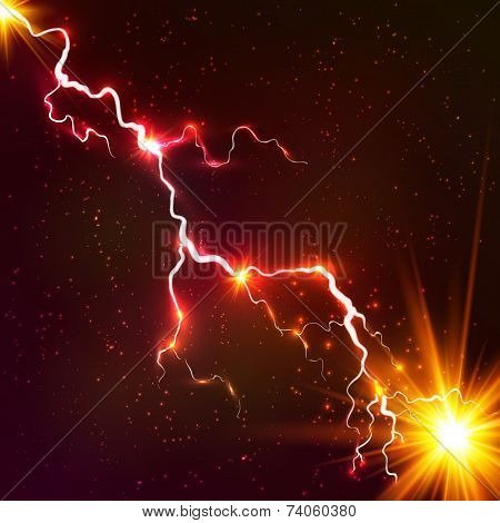 Red shining cosmic plasma vector lightning