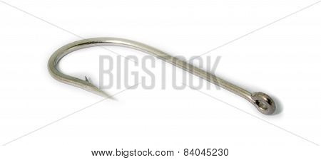 Silver Fish Hook With Barb Isolated/fish Hook/fishing Hook Isolated On White