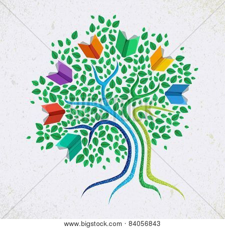 Education Abstract Concept Tree Book