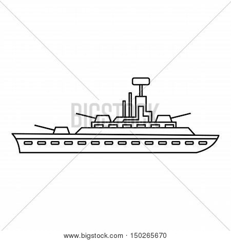 Military warship icon in outline style isolated on white background vector illustration