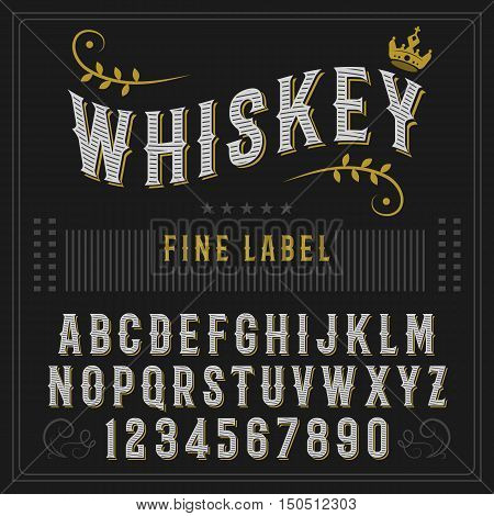 Whiskey label font and sample label design Vintage font. Whiskey font. Fine label font. Handcrafted font.