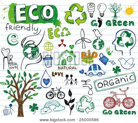 ECO vector set - doodles en opschriften