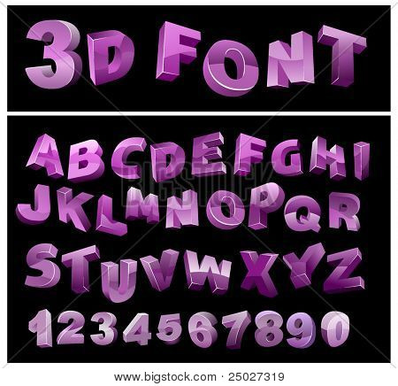 full 3d vector alphabet with numerals