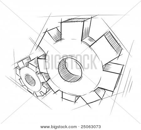 Рисованной gears. Векторные иллюстрации.