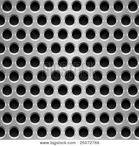 Seamless vector wallpaper of perforated metal plate.