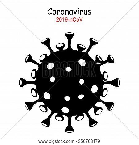 Coronavirus 2019-ncov. Corona Virus Icon. Black On White Background Isolated. China Pathogen Respira