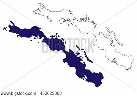 Cayo Romano And Cayo Coco Island (republic Of Cuba, Cenrtal America, Caribbean Islands) Map Vector I