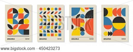 Set Of 4 Minimal Vintage 20s Geometric Design Posters, Wall Art, Template, Layout With Primitive Sha