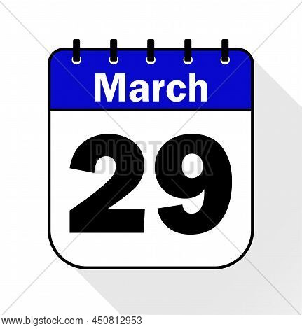 March Day 29 Blue - Calendar Icon - Vector Illustration