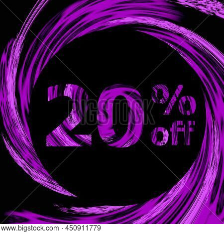 20% Off Modern And Luxury Rock Tag. Discount And Promotions Banner. 20 Percent Offer And Sale