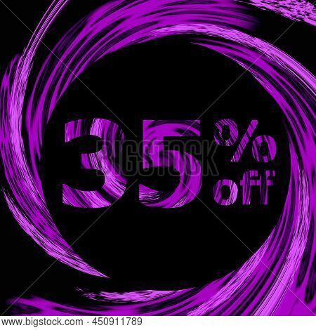 35% Off Modern And Luxury Rock Tag. Discount And Promotions Banner. 35 Percent Offer And Sale