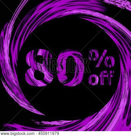 80% Off Modern And Luxury Rock Tag. Discount And Promotions Banner. 80 Percent Offer And Sale