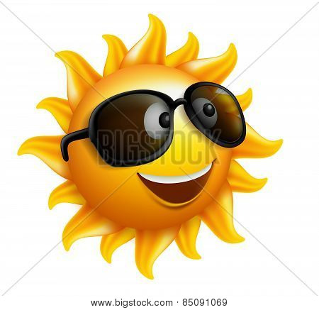 Summer Sun Face with sunglasses and Happy Smile