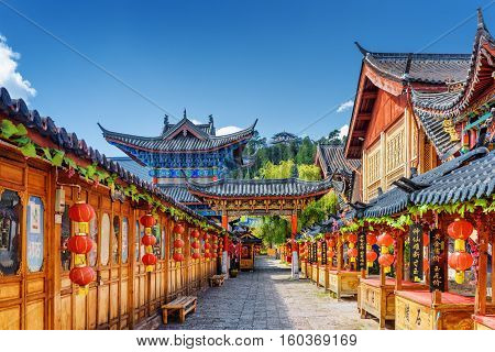 Street Decorated With Traditional Chinese Red Lanterns, Lijiang