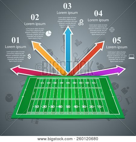 American Football. Gren Field. Business Infographic Vector Eps 10