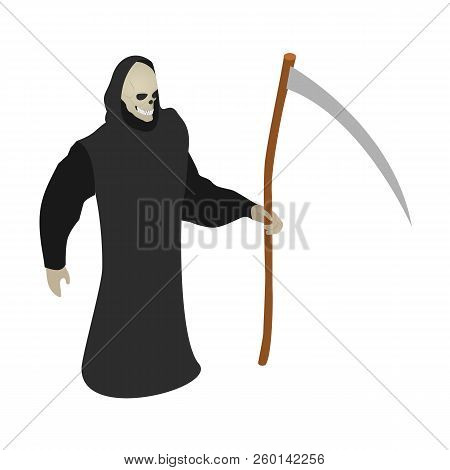 Death Scythe Icon. Isometric Of Death Scythe Icon For Web Design Isolated On White Background