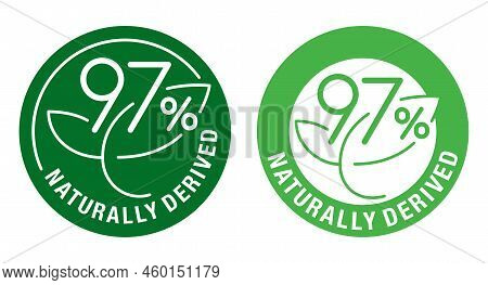 97 Percents Naturally Derived - Badge In Circular Shape For Healthy Food Products Composition Labels