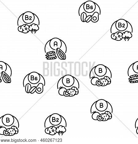 Vitamin Mineral Medical Complex Vector Seamless Pattern Thin Line Illustration