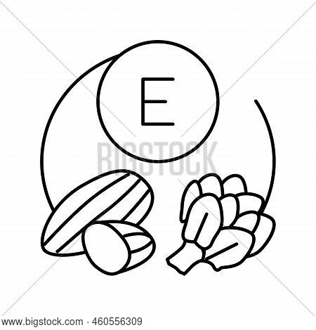 E Vitamin Line Icon Vector. E Vitamin Sign. Isolated Contour Symbol Black Illustration