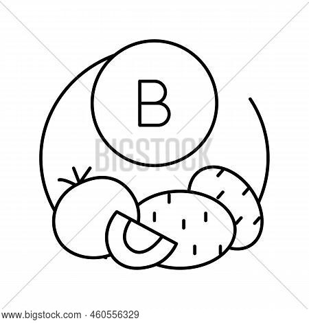 B Vegetable Vitamin Line Icon Vector. B Vegetable Vitamin Sign. Isolated Contour Symbol Black Illust