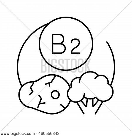 B2 Vitamin Line Icon Vector. B2 Vitamin Sign. Isolated Contour Symbol Black Illustration