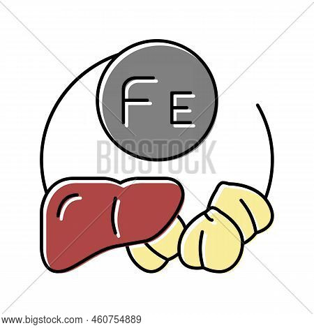 Fe Vitamin Color Icon Vector. Fe Vitamin Sign. Isolated Symbol Illustration