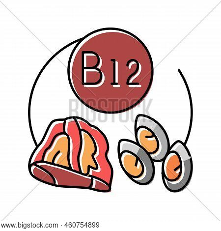 B12 Vitamin Color Icon Vector. B12 Vitamin Sign. Isolated Symbol Illustration