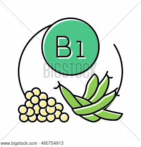 B1 Vitamin Color Icon Vector. B1 Vitamin Sign. Isolated Symbol Illustration