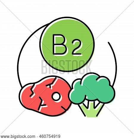 B2 Vitamin Color Icon Vector. B2 Vitamin Sign. Isolated Symbol Illustration