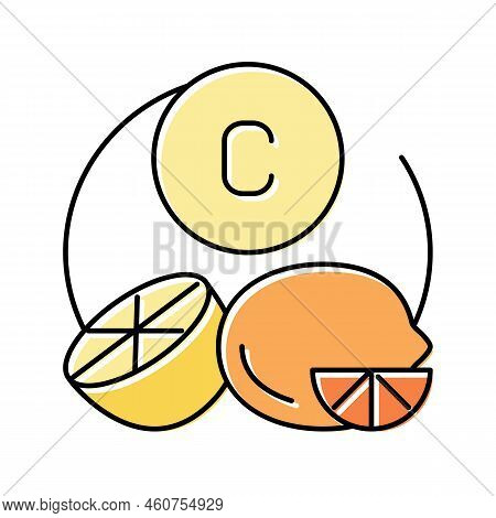 C Vitamin Citrus Color Icon Vector. C Vitamin Citrus Sign. Isolated Symbol Illustration