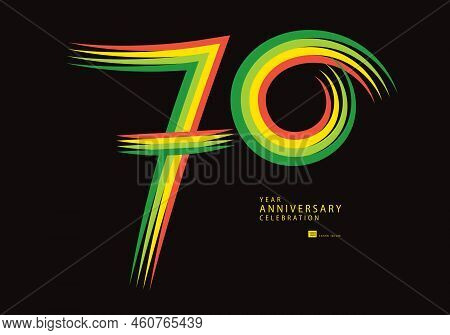 70 Years Anniversary Celebration Logotype Colorful Line Vector, 70th Birthday Logo, 70 Number Design