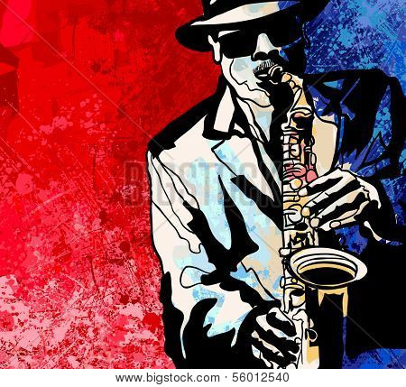 Illustration vectorielle d'un saxophoniste de jazz