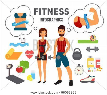 Fitness infographic. Vector icons