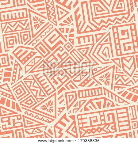 Unique Geometric Vector Seamless Pattern made in ethnic style. Aztec textile print. Perfect for site backgrounds, wrapping paper and fabric design.