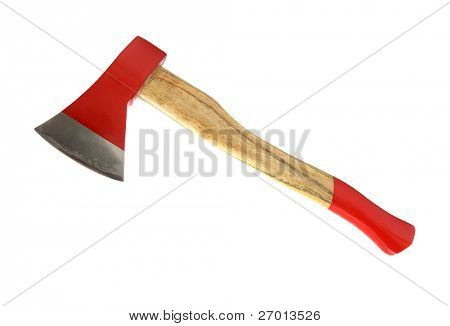 Axe red with wooden handle