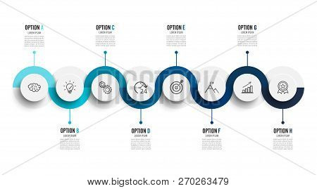 Vector Infographic Template With 3d Paper Label, Integrated Circles. Business Concept With 8 Options