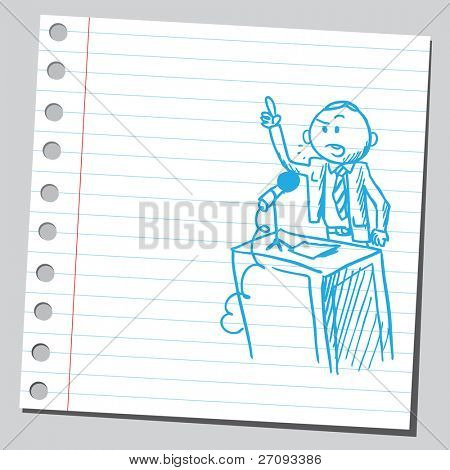 Sketch of a politician speaking