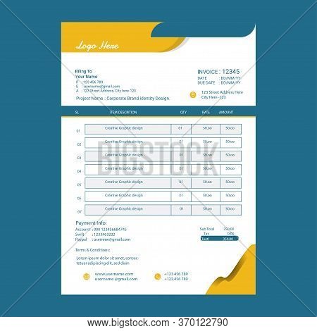 New Style Invoice Template Design.invoice Form Design Template. Bill Form Business Invoice Accountin