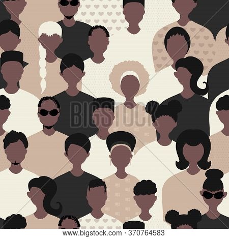 Stop Racism And Stronger Together Seamless Pattern. Blm, Black Lives Matter,  African Americans And 