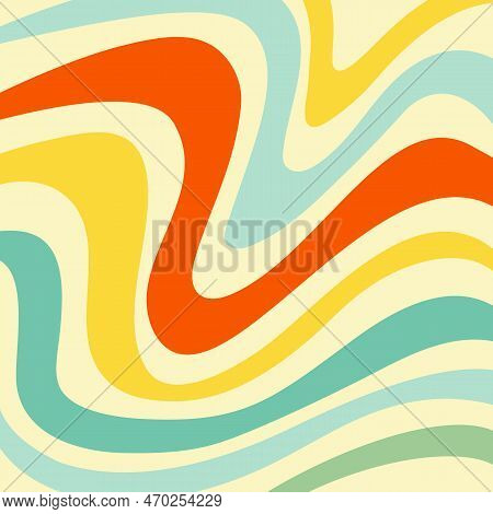 Groovy Background Retro 70s Style. Cute Abstract Vintage Texture Wallpaper. Hippie Wavy Vector Backg