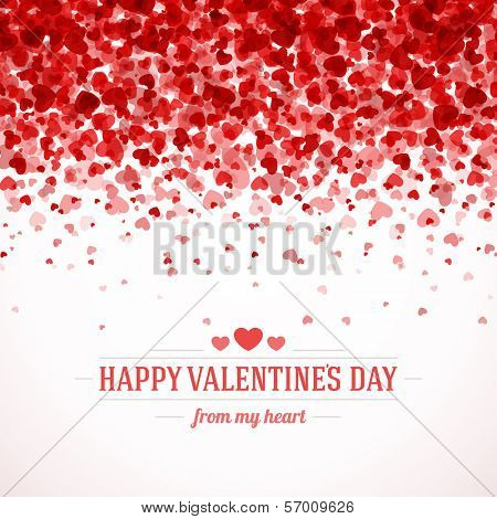 Happy Valentine's day card hearts light vector background 