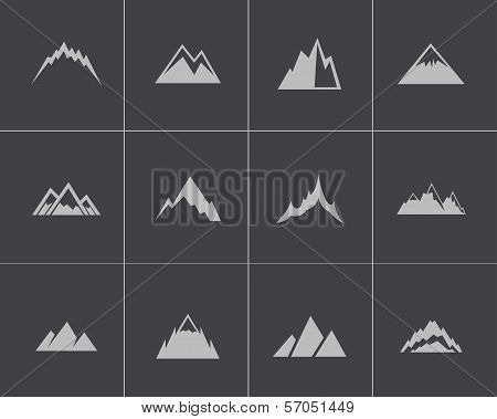 Vector black mountains icons set