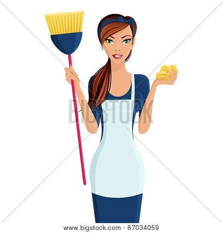 Young woman cleaner