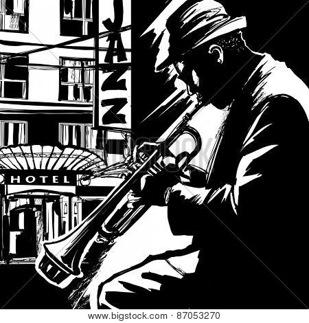 Jazz trumpet player-Vector illustration