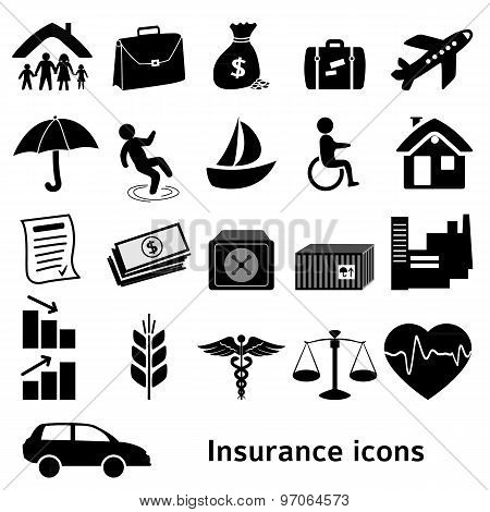 Icons-insurance-black-isolated-on-white-background