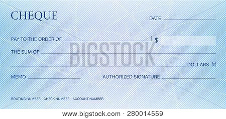 Check, Cheque (chequebook Template). Guilloche Pattern With Abstract Line Watermark. Background Hi D